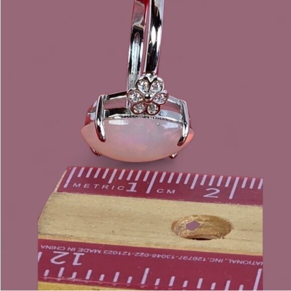 925 Sterling Silver Ring with Natural White Opal 1x1.4cm & Cz - Picture 6 of 9